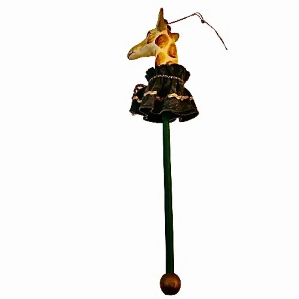 Christmas Ornament Giraffe on a Dress on a Stick Wood Animal